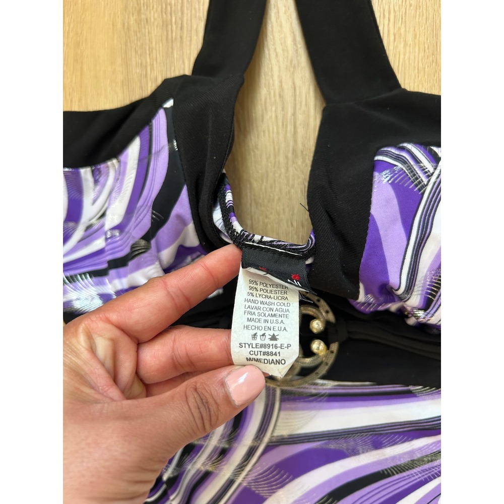 Vintage Y2K Purple Swirl Metallic Rhinestone Buckle Tank Top M party Goingout - Picture 5 of 8